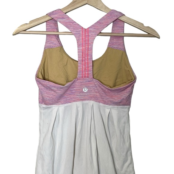 Lululemon Power Dance Tank Top Size 4 White Pink Athleisure Athletic Activewear - Picture 5 of 10